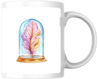 Thumbnail for Feather Under Glass Dome Mug | Watercolor Rainbow Plume Coffee Mug | Whimsical Decor Gift