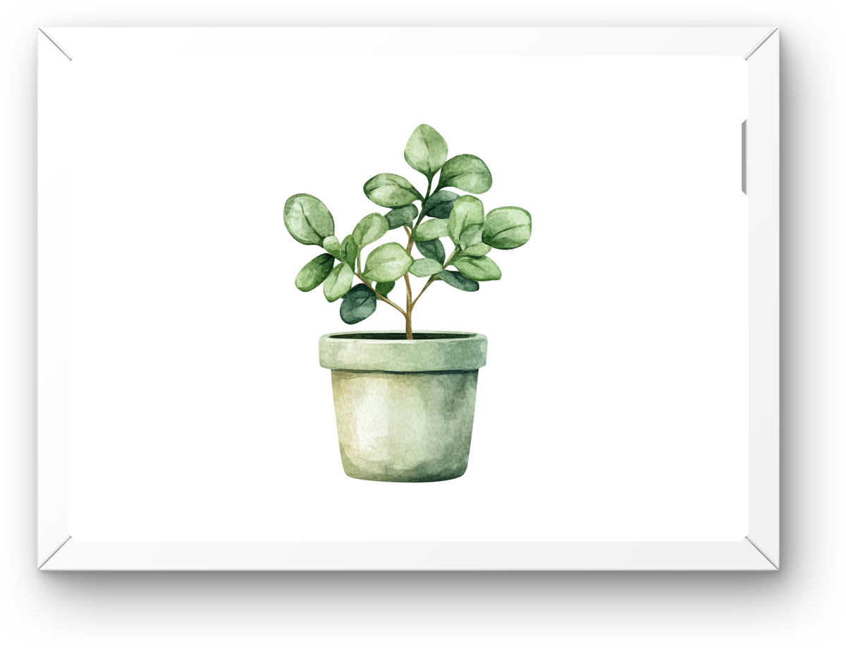Potted Plant Wall Art | Minimalist Watercolor Green Houseplant Print | Plant Lover Home Gift