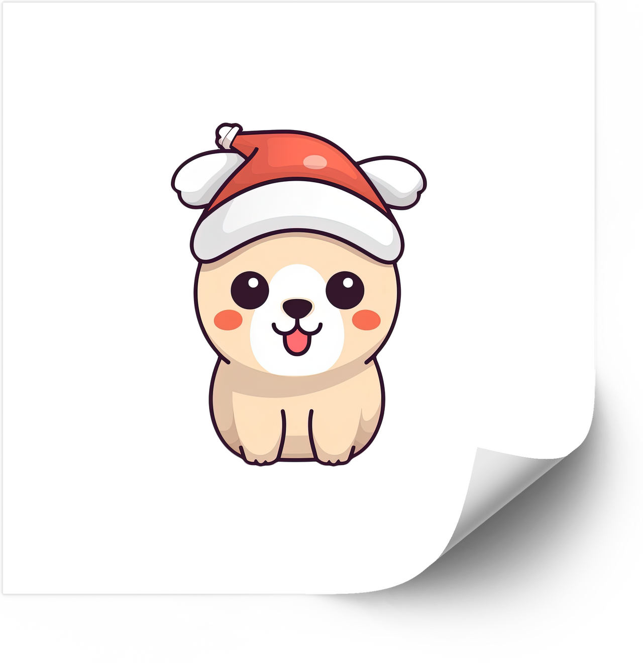 Cute Christmas Bear Sticker | Kawaii Holiday Santa Puppy Vinyl Decal